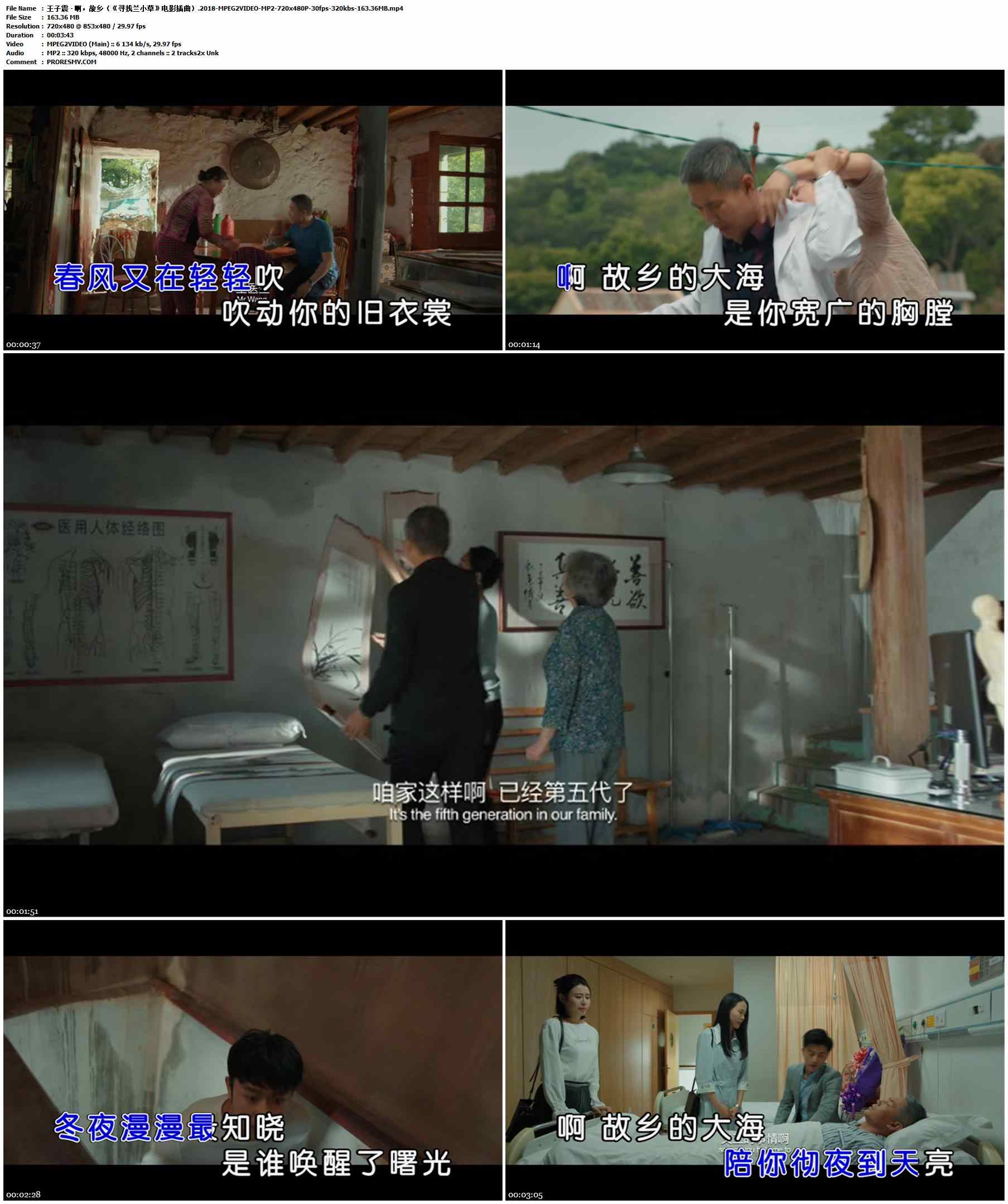 王子震 - 啊，故乡（《寻找兰小草》电影插曲）.2018-MPEG2VIDEO-MP2-720x480P-30fps-320kbs-163.36MB官方MV_高清MV